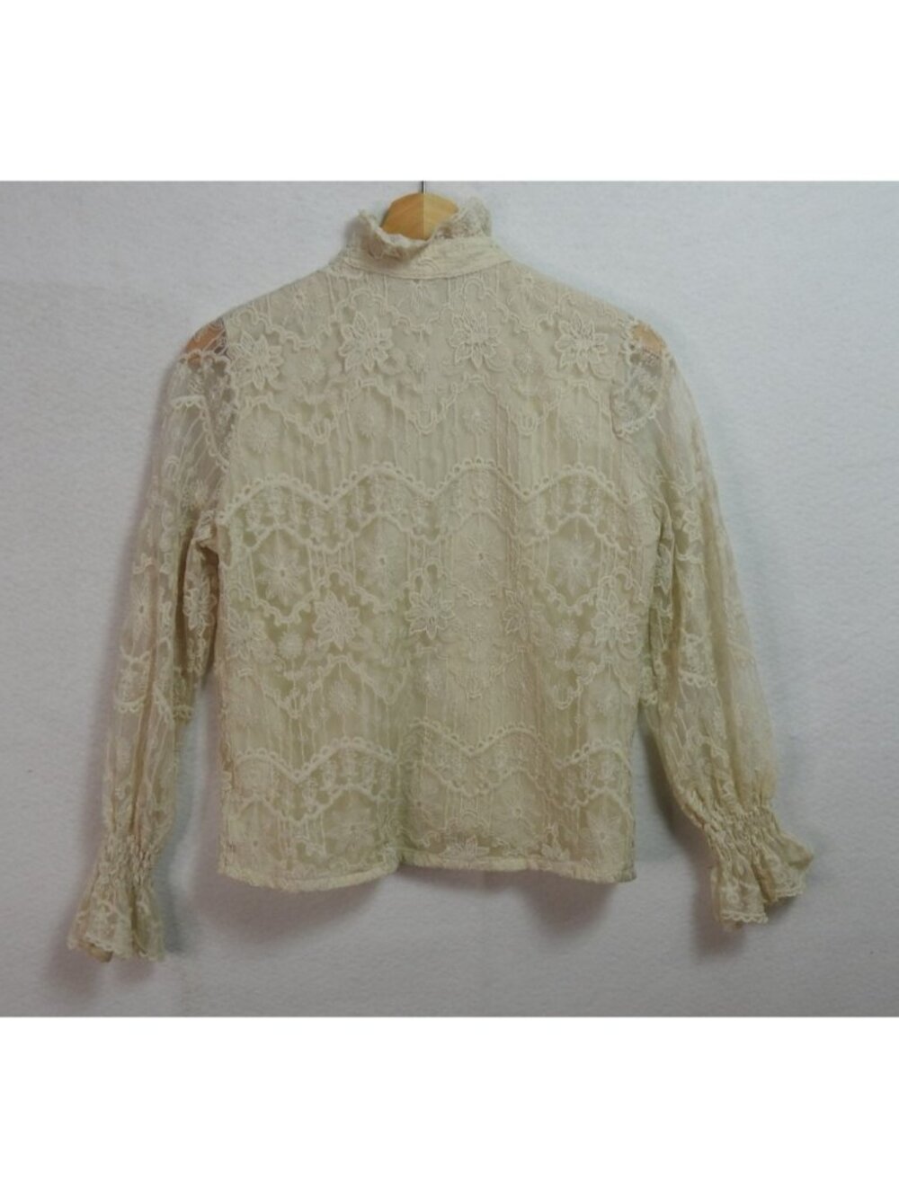 Angelic Chic Collection Lace Blouse Womens Large 36 Ivory Victorian Boho Top - Picture 3 of 15